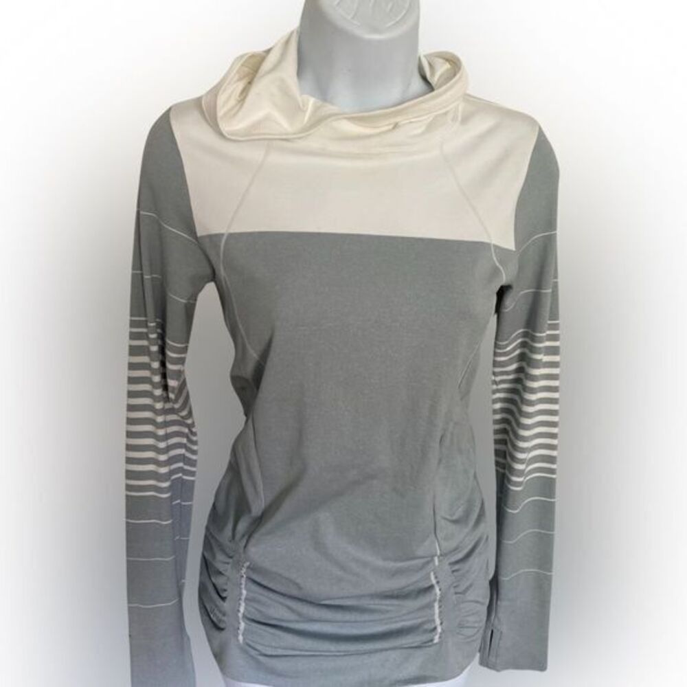 Athleta Hoody - XS gray white , hoody , polyester spandex
